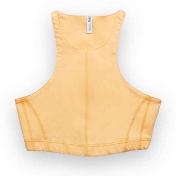 Zara Orange Denim Crop Top & High Waist Bike Shorts Set US XS BNWT - Picture 9 of 16